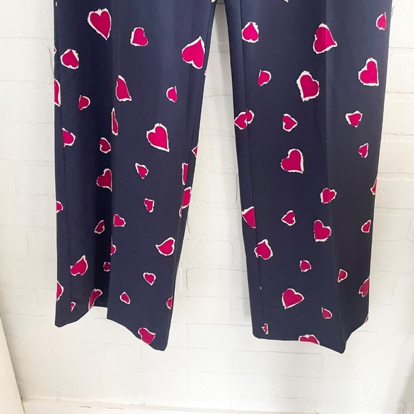 Tara Jarmon Trouser Pants Paulette Midgnight Blue Red Hearts print Pockets Sz 40 - Picture 9 of 15
